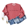 Flat lay of a brick red sweatshirt with I'M A DELIGHT text, denim shorts and sneakers - Red (Black Font)