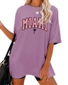 Detail of loose fit purple MIAMI t-shirt showing graphic print and textured fabric - 3811 - Dark Purple (black Color Image) / S