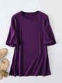 Flat lay of a loose fit dark purple crew neck T-shirt with dropped shoulder design - Dark Purple