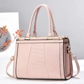 Pink faux leather tote bag featuring crocodile embossed panel and gold-tone hardware - Medium / Pink