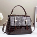 Deep brown crocodile pattern backpack with sleek top handle and metallic buckle accents - 24cmx11cmx17cm / Coffee