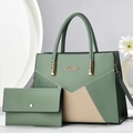Two-piece handbag set with Morandi green color block and detachable shoulder strap - Two-Piece Set / Green