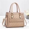 Chic beige quilted shoulder bag with gold chain accents and detachable strap - Khaki