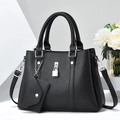 Bolso de mano negro con grano de lichi, cierre metálico y correa ajustable set - L29 A12 A21 / Negro