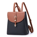 Detail of the color-block backpack with diamond texture and gold metal buckle clasp - L23 W12 H25cm / Black & Mustard Yellow