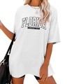 Détail du t-shirt blanc oversize Florida Sunshine State en coton avec imprimé graphique noir - Blanc
