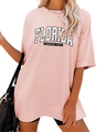 Détail d'un t-shirt rose clair surdimensionné avec imprimé lettres Florida noir et blanc - Rose chair