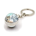 Wolf dreamcatcher double-sided glass ball keychain with silver metal pendant jewelry - Wolf Head Dreamcatcher Style (XSWX2234-1)