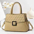 Beige Handtasche mit geometrischer Klappe und verstellbarem Schultergurt für Damen - L28 B12 H20 / Khaki