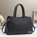 Black tote bag with stone pattern stitching and dual round handles for daily commuting - L30 W13 H20 / Black