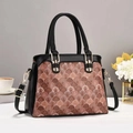 Fashionable fish-scale pattern handbag with crossbody strap and gold metal hardware - Black Spliced Pink