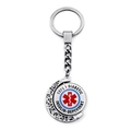 Rotatable stainless steel Type 1 Diabetic medical alert keychain with Star of Life charm - Type 1 Diabetic (JY007306-9)