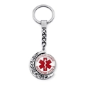 Rotating Type 2 Diabetes medical alert keychain with crescent moon frame and Star of Life - Diabetes Type 2 (JY007306-8)