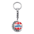 Silver rotating keychain with Star of Life and I Have Diabetes medical alert warning - I Have Diabetes (JY007306-7)