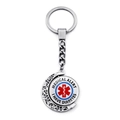 Detail of rotating medical alert keychain with Star of Life and I HAVE DIABETES text - Medical Alert I Have Diabetes (JY007306-5)