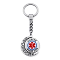 Detail of rotating medical alert keychain with diabetic alert dog sign and silver moon frame - Diabetic Alert Dog (JY007306-3)