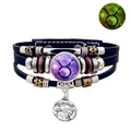 Detalle macro de la pulsera de cuero Tauro luminosa con dijes y cúpula de vidrio - Tauro