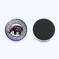 Detailed view of bohemian mandala elephant glass fridge magnet with magnetic back - Blue-Purple Mandala Elephant Style (JY007380-6)