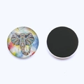 Bohemian elephant and floral glass fridge magnet with magnetic back for home decoration - Geometric Texture Elephant Style (JY007380-5)