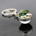 Detail of Christmas glass ball keychain with Merry Christmas text and festive patterns - Santa with Snow House Style (JY007353-11)