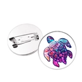 Set de dos chapas de tortuga con diseño colorido de mosaico y cierre de metal seguro - Estilo Tortuga Mosaico Azul Rojo (JY007410-2)
