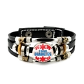 Multilayer leather beaded bracelet with 'I have DIABETES' medical alert emblem - I have Diabetes (JY007308-7)