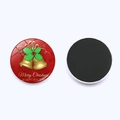 Merry Christmas glass refrigerator magnets with golden bells and strong magnetic back - Happy New Year Golden Bell Red Style (JY007450-12)
