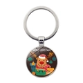 Détail du porte-clés avec pendentif renne de Noël et texte Merry Christmas gravé - Style Renne de Dessin Animé avec Bonnet de Noël (JY007351-10)