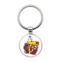 Détail du porte-clés de Noël avec pendentif en verre 3D et anneau métallique argent - Style Illustration 3D Cadeau et Bonhomme de Neige (JY007351-6)