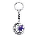 Portachiavi luna rotante fronte-retro con ciondolo a tartaruga marina in vetro - Tartaruga Intrecciata Viola Verde (JY007412-11)