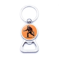 Bigfoot beer bottle opener keychain with USA Sasquatch illustration on orange background - Red Plaid Shirt Bigfoot (JY007427-3)