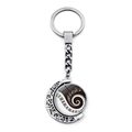 Detail of rotating keychain pendant with crescent moon base and piano key pattern - Spiral Piano Keys Note Style (JY007519-8)