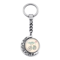 Vintage bicycle keychain featuring a double-sided rotating pendant with heart balloon art - Vintage Bike Heart Balloons Style (JY007502-16)