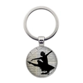 Dettaglio portachiavi con silhouette di ballerina e spartito musicale su vetro - Stile Ballerina Silhouette Pentagramma Musicale (JY007572-9)
