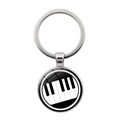 Detailed close-up of a silver music keychain featuring a heart-shaped piano key pattern - Diagonal Piano Keys Style (JY007514-11)
