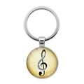 Vintage piano key heart keychain with treble clef musical note on a silver ring - Vintage Note Piano Keys Style (JY007514-3)