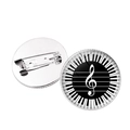 Vue détaillée avant et arrière de broches rondes avec notes de musique et touches de piano - Design Enveloppant Clef (JY007517-7)
