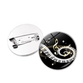 Broche musicale avec touches de piano et notes dorées sous dôme en verre et base argent - Motif Touches de Piano Spirale (JY007517-6)
