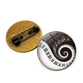 Spilla vintage a tastiera di pianoforte con cupola di vetro e nota musicale in bronzo - Tastiera a Spirale Note Musicali Stile (JY007518-8)
