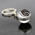 Macro view of double-sided glass pendant with piano keys and musical notes design - Spiral Note Keyboard Style (JY007522-8)