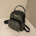 Mini backpack in gray-black snakeskin pattern with double zip and gold logo - Snake Pattern Grey