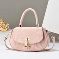 Pink marble textured handbag with gold hardware and star pendant in a stylish setting - 23x6x15cm / Pink