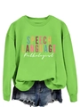 Close-up of bright green speech language pathologist sweatshirt with denim shorts - S / Fluorescent Green (White Print)