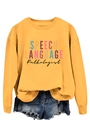 Detail of yellow cotton crewneck sweatshirt with Speech Language Pathologist print - S / Yellow (Black Print)