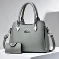 Schickes zweiteiliges Taschen-Set in Graugrün mit Shopper und passender kleiner Geldbörse - Grau