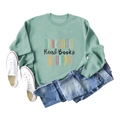 Flat lay of a green sweatshirt with Drink Coffee print, denim jeans, and white sneakers - S / Light Green (Black Print)