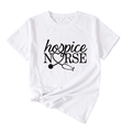Détail du t-shirt blanc hospice nurse avec motif cœur et stéthoscope et nœud sur le côté - S / Blanc (Police Noire)