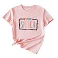 T-shirt rose Speech Therapy avec motifs de cœurs et détail d'ourlet noué - Rose (Lettres Noires)