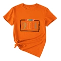 Détail du t-shirt orange Speech Therapy avec imprimé arc-en-ciel et nœud à l'ourlet - Orange (Lettres Noires)