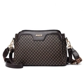 Vintage Handtasche mit Crossbody-Gurt und goldenem Logo in Brauntönen - Rhombe/Kaffee / 26x11x17